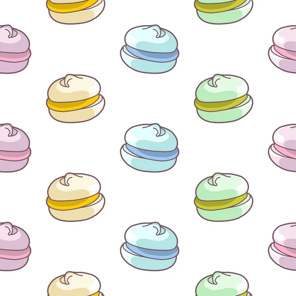 Vector seamless pattern with varicolored meringues on white background