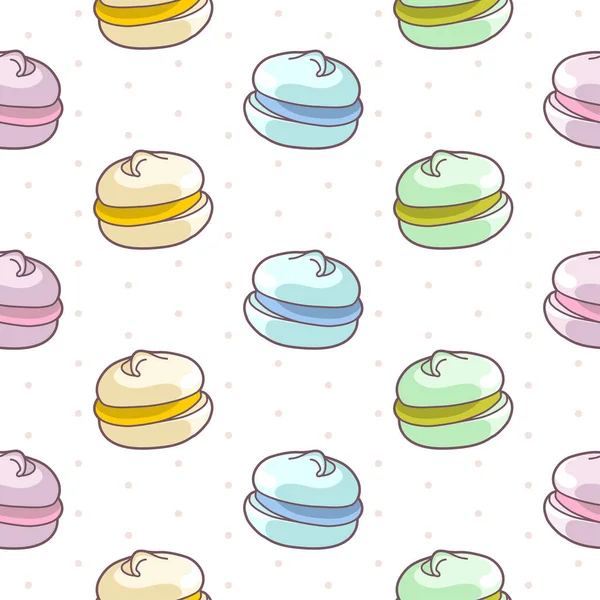 Vector Seamless Pattern Varicolored Meringues White Background Polka Dot – Stock-vektor