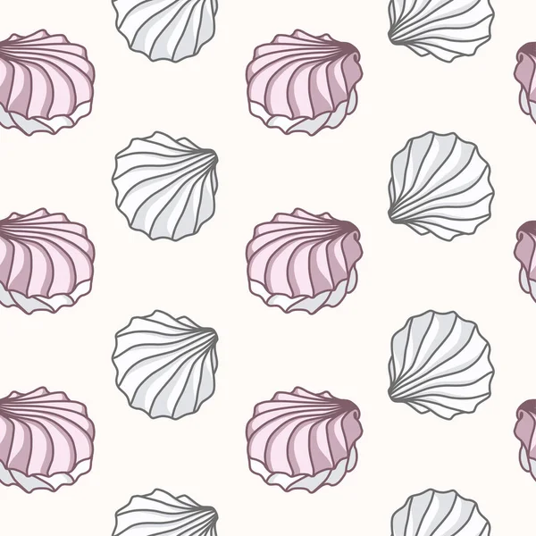 Vector Seamless Pattern Pink White Meringues Beige Background —  Vetores de Stock
