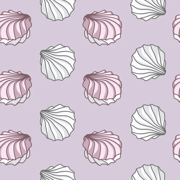 Vector Seamless Pattern Pink White Meringues Purple Background — Stock Vector