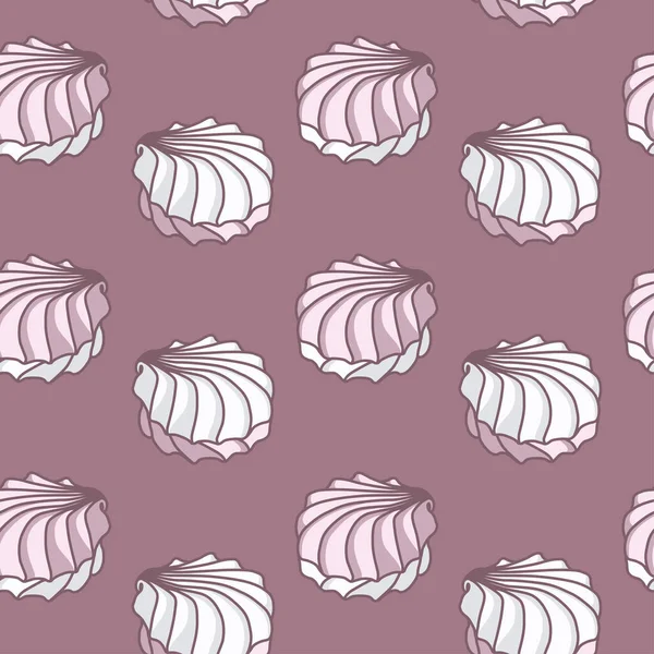 Vector Seamless Pattern Pink White Meringues Purple Background — Stock Vector