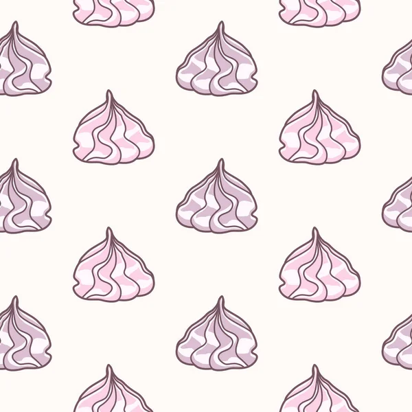 Vector Seamless Pattern Pink Purple Meringues Beige Background —  Vetores de Stock