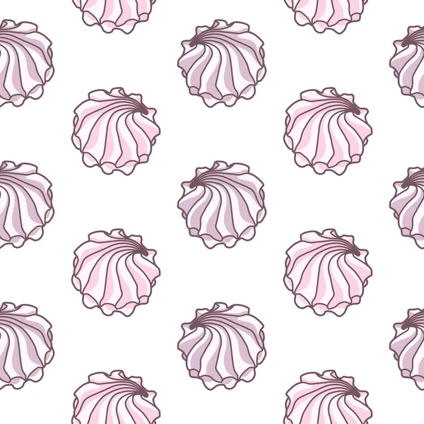 Vector seamless pattern with pink and purple meringues on white background