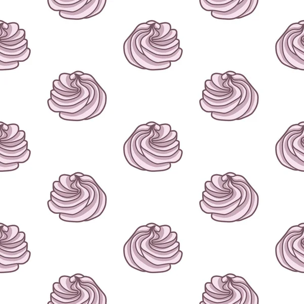 Vector Seamless Pattern Pink Purple Meringues White Background — Archivo Imágenes Vectoriales