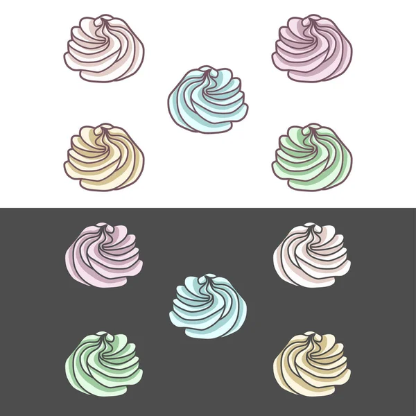 Vector set of meringues with and without outlines