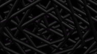 Konsept: petrol boru hattı. Geometrik yüzey arkaplan animasyonu. Siyah yüzeyde siyah eşkenar dörtgen örüyor. Döngüye tabi. Tam kare. 3B görüntüleme.