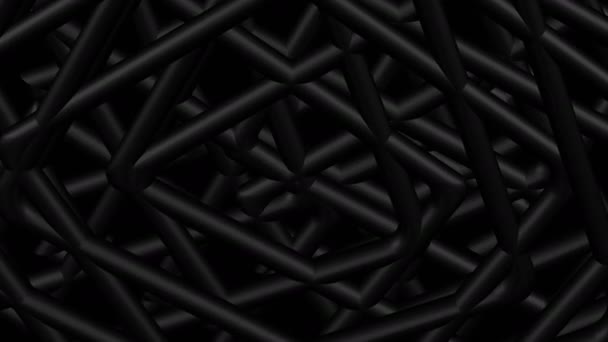 石油管道 几何背景动画 黑色菱形在黑色表面上的交织 很容易上当完整的框架 3D渲染 — 图库视频影像