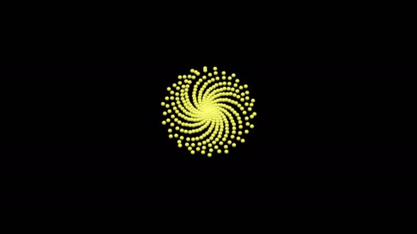 コンセプト 銀河形成と崩壊 黄色の球体の螺旋が展開し 黒い表面で崩壊します ループ可能 マット 3Dレンダリング — ストック動画