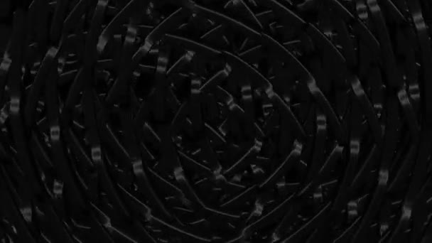 未来主义几何背景动画 环在黑色表面上交织在一起 很容易上当完整的框架 3D渲染 — 图库视频影像