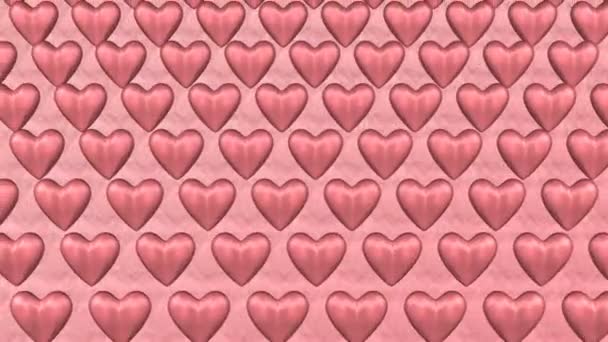 Valentines Day Background Pink Heart Shapes Move Pink Background Loopable — Stok video