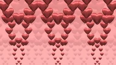 Sevgililer Günü geçmişi. Kırmızı kalp pembe arka planda döner. Döngüye tabi. 3B görüntüleme.