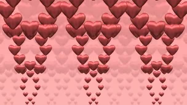 Valentines Day Background Red Heart Shapes Gyrate Pink Background Loopable — Stock Video