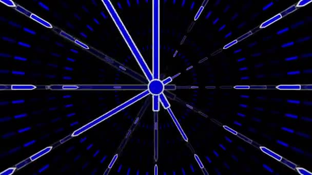 几何背景动画 蓝色的钟在黑色的表面上 很容易上当完整的框架 3D渲染 — 图库视频影像