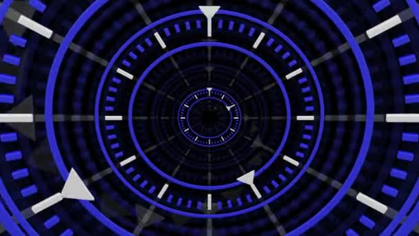 Animación Geométrica Fondo Superficial Caras Reloj Superficie Negra Loopable Marco — Vídeo de stock
