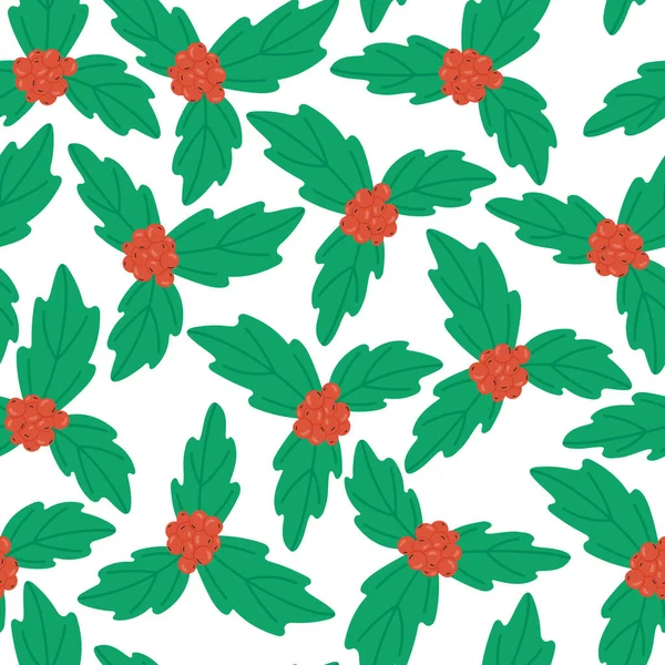 홀리는 크리스마스 벡터물기 패턴을 심는다 열매와 겨울의 — 스톡 벡터