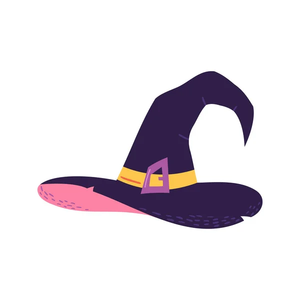 Sombrero Bruja Con Hebilla Ilustración Vectorial Dibujos Animados Aislada Sobre — Vector de stock