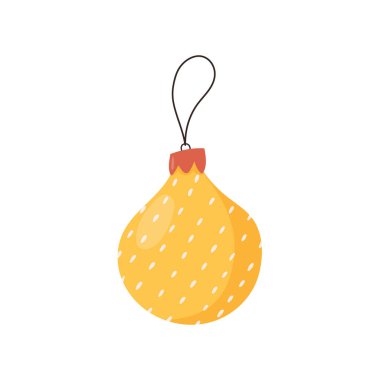 El çizimi Noel ağacı süslemesi. Beyaz arka planda izole edilmiş düz vektör çizimi. Kış tatili kutlamaları için klasik süs..