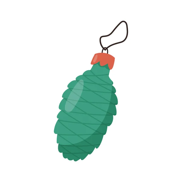 Cute Christmas Ornament Tree Shape Pine Cone Flat Vector Illustration — Archivo Imágenes Vectoriales