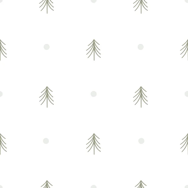 Minimalista Karácsonyfa Zökkenőmentes Minta Lapos Vektor Illusztráció Fehér Háttér Aranyos — Stock Vector