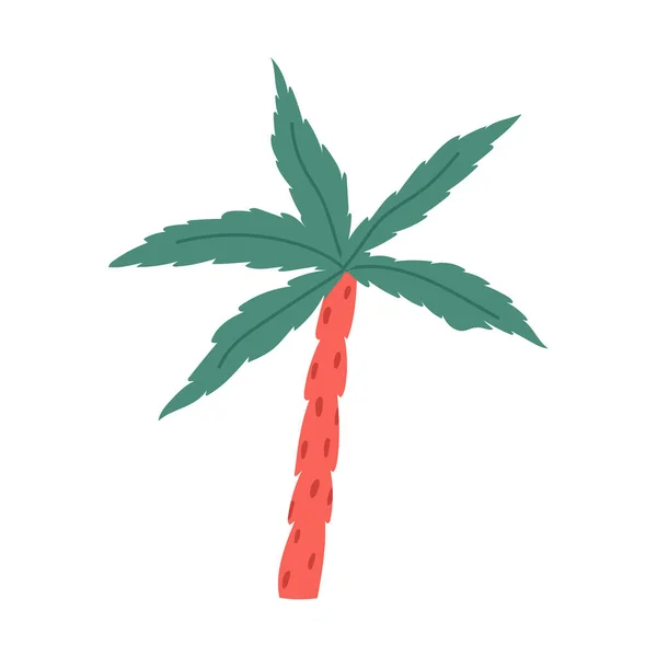 Hand Drawn Palm Tree Cartoon Flat Vector Illustration Isolated White — Stock Vector