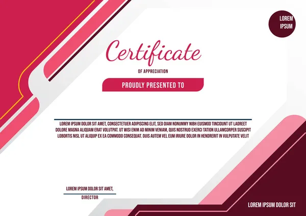 Plantilla Certificado Agradecimiento Diseño Moda Con Color Rosa Marrón — Vector de stock