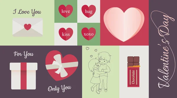 Love Icons Set, sevgililer günü ve düğün için ideal. Düz vektör illüstrasyonu