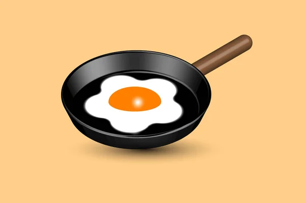 Flying Pan Egg Ilustration Design — 图库矢量图片