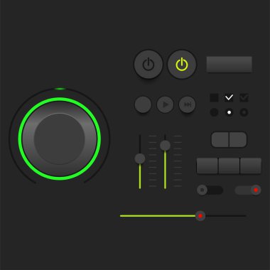 3D Music Buttons Set,Media Player Control Button Set.
