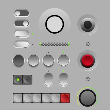 3D Music Buttons Set,Media Player Control Button Set.