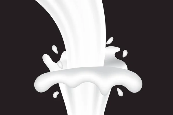 3D Milk Splash With Black Background.