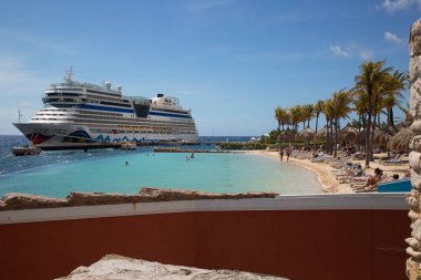 scenic view of the cruise ship in the beautiful harbor 