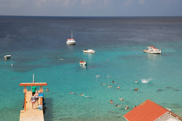 Beautiful Tropical Landscape Sea Banco Caribe Pier — Stockfoto