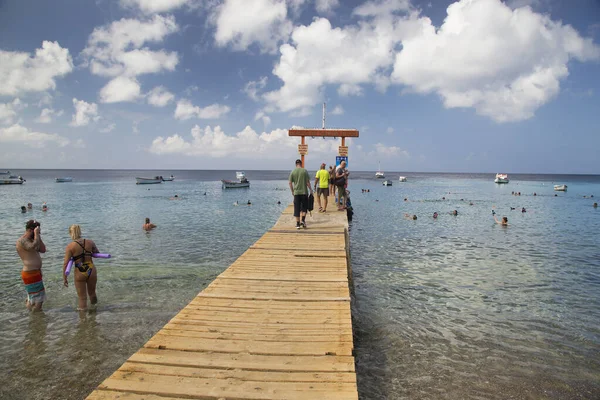 Beautiful Tropical Landscape Sea Banco Caribe Pier — Stockfoto