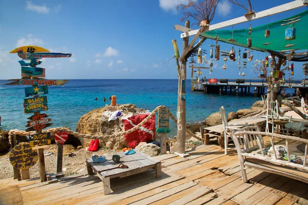 Sleepboot Beach Bar Curacao — Stockfoto
