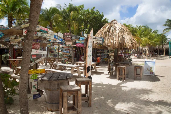 Kleurrijke Borden Strand Curacao — Stockfoto