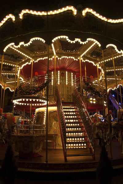 Christmas Carousel Nighttime — Stock Photo, Image