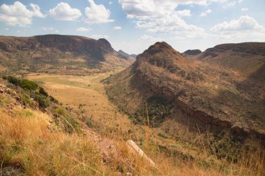 Afrika 'nın engebeli kayalık arazisi ve alçak çalı tarlaları