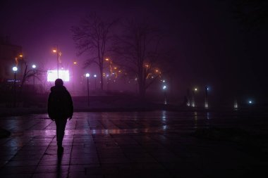 Kışın sisli sokaklarda