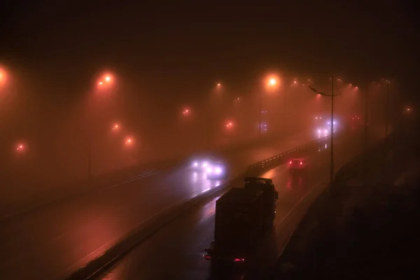 Nebel Winter Auf Der Straße — Stockfoto
