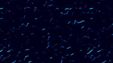 Noktaları ve çizgileri rastgele hareket ettiren soyut animasyon neon arka planı. Hareketli duvarları olan bir labirent yap. Buz kırıyorum. Bir enerji dalgası. Sosyal ağlar, web siteleri için dokular. Işık yolları. LED şerit. 4k