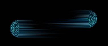 Soyut yarım daire çizgileri. Neon spiral tasarımı. Pürüzsüz desenler, labirent. Teknoloji bayrağı, dijital iletişim, sosyal ağlar, tıp. Vektör illüstrasyonu