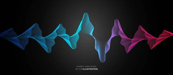 Absztrakt Neon Színhullám Design Fényes Áramló Vonalak Textúrája Plakát Zene — Stock Vector