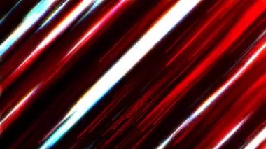 Rastgele hareket eden çizgilerin, LED şeritlerin soyut neon kırmızı animasyon arkaplanı. Döngülü arkaplan tasarımı, hız simülasyonu. Farlar. Açık alan, meteor yağmuru, yıldız düşüşü. Kuzey ışıkları. 4k