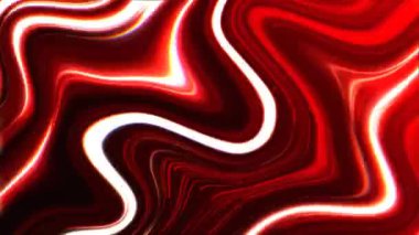 Hareketli dalgalardan oluşan neon arkaplanın soyut kırmızı animasyonu. Sıvı mermer tasarımı. Lider Strip. Hız simülasyonu. Kuzey ışıkları. Bir enerji dalgası. Parlak yollar. Labirent. 4k
