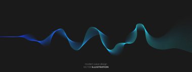    Neon eğimli mavi çizgi dalgası. LED striptiz tasarımı. Şeffaf ipliklerin dokusu. Işık yolu. Yapay zeka teknolojilerinin, tıbbın, sosyal ağların, bilimin, müziğin bayrağı. Vektör