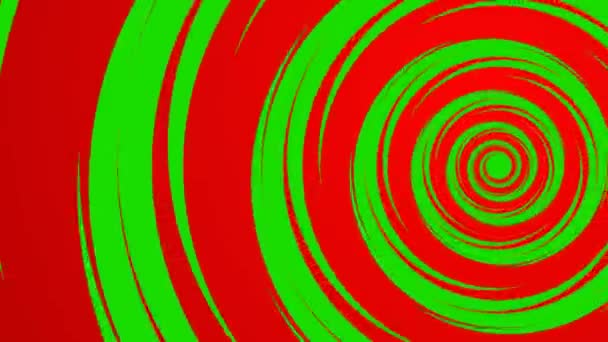 催眠クリスマスのアニメーションの背景 休日だ 円の形をした赤緑の線 移動迷路 円で回転する割引 シンボル 医学のためのスパイラルフレーム — ストック動画