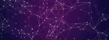 Vektör soyut arkaplanı. Yok edilen şebekenin tasarımı, dijital bağlantı, pleksus. Çizgiler, noktalar, daireler. Poster teknolojisi, iş dünyası, tıp, sosyal ağlar, web siteleri