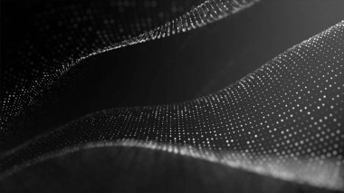 Soyut yarım ton arkaplan. Tasarım, 3 boyutlu dalga, spiral, DNA. Desen dairesi, nokta. Tek renkli ışıltı. Parlak yıldız. Bulanık parçacıklar. Dış uzay, madde. Samanyolu. Poster teknolojisi, tıp, iş