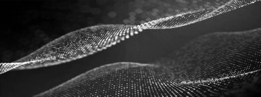 Soyut yarım ton arkaplan. Tasarım, 3 boyutlu dalga, spiral, DNA. Desen dairesi, nokta. Tek renkli ışıltı. Parlak yıldız. Bulanık parçacıklar. Dış uzay, madde. Samanyolu. Poster teknolojisi, tıp, iş