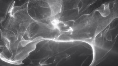 Canlandırılmış neon küre arkaplanı. Uzay enerji tasarımı. Bir çemberin içindeki parçacıkların hareketi. Parlayan şimşekler, yıldızlar. Sihir. Dönen noktaların deseni. Monokrom yangını. Logo, teknoloji, tıp. 4k